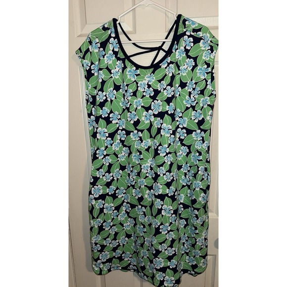 Talbots Tops - T by Talbots Size X Open Back Tropical Floral Print Knit Dress Upf 50 Pockets